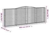 Arched Gabion Baskets 6 pcs 400x30x180/200 cm Galvanised Iron 3146922