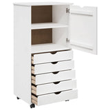 Rolling Cabinet White 53 x 39 x 103 cm Solid Pine Wood 42028369