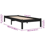 810011 Bed Frame without Mattress Black Solid Wood 100x200 cm