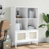 Bookcase SENJA Rattan Look White 90x35x130 cm Solid Wood Pine 358062