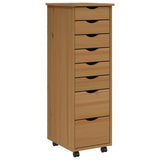 Rolling Cabinet with Drawers MOSS Honey Brown Solid Wood Pine 355894