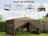 3 x 3 m Pop Up Gazebo, Wedding Party Canopy Tent Marquee with Carry Bag and Windows, Coffee T3398P314131