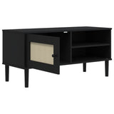 TV Cabinet SENJA Rattan Look Black 106x40x49cm Solid Wood Pine 358042