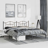 Metal Bed Frame without Mattress with Headboard Black 183x213cm 353444