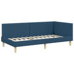Corner Bed Frame Blue 90 x 200 cm Fabric and Engineered wood 42016196
