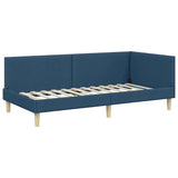Corner Bed Frame Blue 90 x 200 cm Fabric and Engineered wood 42016196