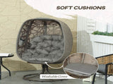 Swivel Egg Chair with Cushions, Foldable Basket Seat and Metal Frame, Indoor Outdoor Lounge Chair T3398P315977