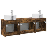 Bathroom Cabinet Set 3 pcs Smoked Oak 49.5 x 44.5 x 65 cm 3405672