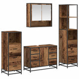 Bathroom Furniture Set with Door 4 pcs Old Wood Engineered Wood 3402462