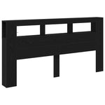 ZNTS Storage Headboard with LED Lights Black Oak 200x18,5x103,5 cm 863116