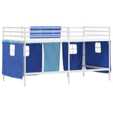 Kids'Loft Bed Frame with Curtains White and Blue 107 x 200 cm 42020821