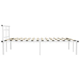Bed Frame White Powder-coated metal, plywood 140x200 cm Durable 324830