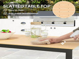 Garden Table for 6 People, 160 x 80 x 75 cm Rectangle Outdoor Dining Table with Slatted Top, Metal T3398P328008