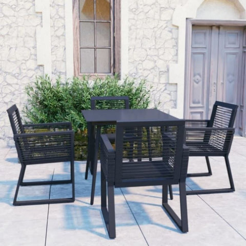 ZNTS 5 Piece Outdoor Dining Set PVC Rattan Black 3060214