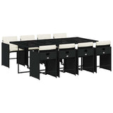 Garden Dining Set Black PE Rattan 8-seater Foldable 3211098
