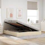 Storage Bed with Mattress Creme 160 x 200 cm Fabric 3370026