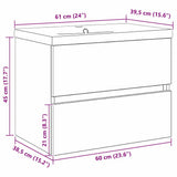Bathroom Sink Cabinet Black Oak 60 x 39 x 62 cm Engineered Wood 3333148