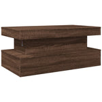 ZNTS Coffee Table with LED Lights Brown Oak 90x50x40 cm 839853