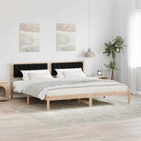 Bed Frame with Headboard Black 200 x 200 cm Solid Pine Wood 3394235
