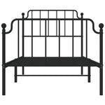 ZNTS Metal Bed Frame with Headboard and Footboard Black 90x200 cm 373898