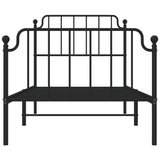 ZNTS Metal Bed Frame with Headboard and Footboard Black 90x200 cm 373898