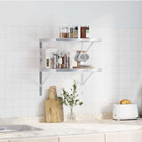 Wall Shelves 2 pcs 50x40 cm Silver Stainless Steel 30284