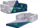 2-in-1 Convertible Toddler Fold Out Sofa Bed with Washable CoverSofa & Glowing Star, Baby Armchair 99775539