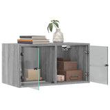 Wall Cabinets with Glass Doors 2 pcs Grey Sonoma 68.5x37x35 cm 836508