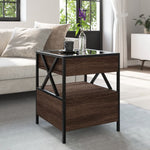 ZNTS Coffee Table with Infinity LED Brown Oak 40x40x51 cm 847721