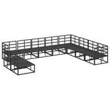 Garden Sofa Set with Cushion 10 pcs Black Aluminium 3378878