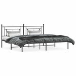 Metal Bed Frame without Mattress with Headboard Black 193x203cm 374345