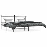 Metal Bed Frame without Mattress with Headboard Black 193x203cm 374345