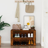 Shoe Rack Smoked Oak 75x35x45 cm Engineered Wood 816901