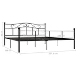284529 Bed Frame without Mattress Black Metal 200x200 cm