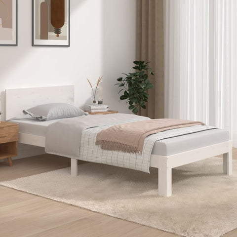 ZNTS Bed Frame without Mattress White 90x190cm Single 810461