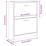 Shoe Cabinet Brown Oak 63x24x81 cm Engineered Wood 342563