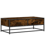 ZNTS Coffee Table Smoked Oak 100x50x35 cm Engineered Wood and Metal 848781