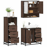 ZNTS 3 Piece Bathroom Furniture Set Brown Oak Engineered Wood 3301049