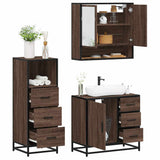 ZNTS 3 Piece Bathroom Furniture Set Brown Oak Engineered Wood 3301049