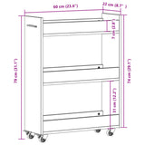 Cabinet with Wheels Black 60x22x79 cm Engineered Wood 840416