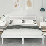 Bed Frame with Headboard White 140 x 210 cm Solid Pine Wood 872312