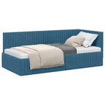 Corner Bed Frame with Headboard Blue 90 x 190 cm Velvet 42016255