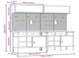 Work Bench Set 8 pcs Black and Grey Powder-Coated Steel 3321498