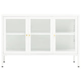 Sideboard White 105x35x70 cm Steel and Glass 336068