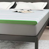 Mattress Topper White and Green 180 x 200 x 6 cm Jaquard Fabric 4106174
