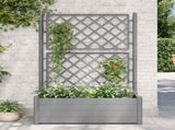 Garden Planter with Trellis 100x43x142 cm PP Stone Grey 317582