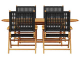 Garden Dining Set Folding 5 pcs Black Solid Acacia Wood 3375730
