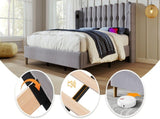 Upholstered Double with USB and Type-C Charging, Frame with Wooden Slatted Frame, Teenager N601P288478G