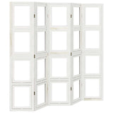 Room Divider 5 Panels White Solid Wood Paulownia 358694