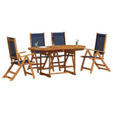 5 Piece Garden Dining Set Solid Wood Acacia and Textilene 3279308
